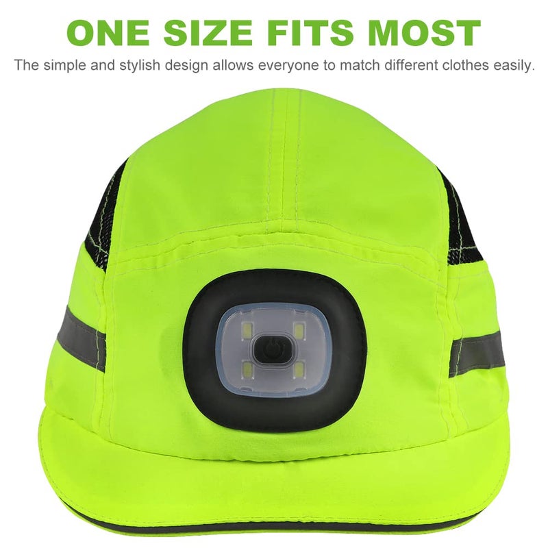 GREEN DEVIL Safety Bump Cap Hat with LED Lighting Baseball Cap Style Safety Hat Breathable Lightweight Hard Hats for Men Women USB Rechargeable Headlamp Bump Hat Lime - Image 5